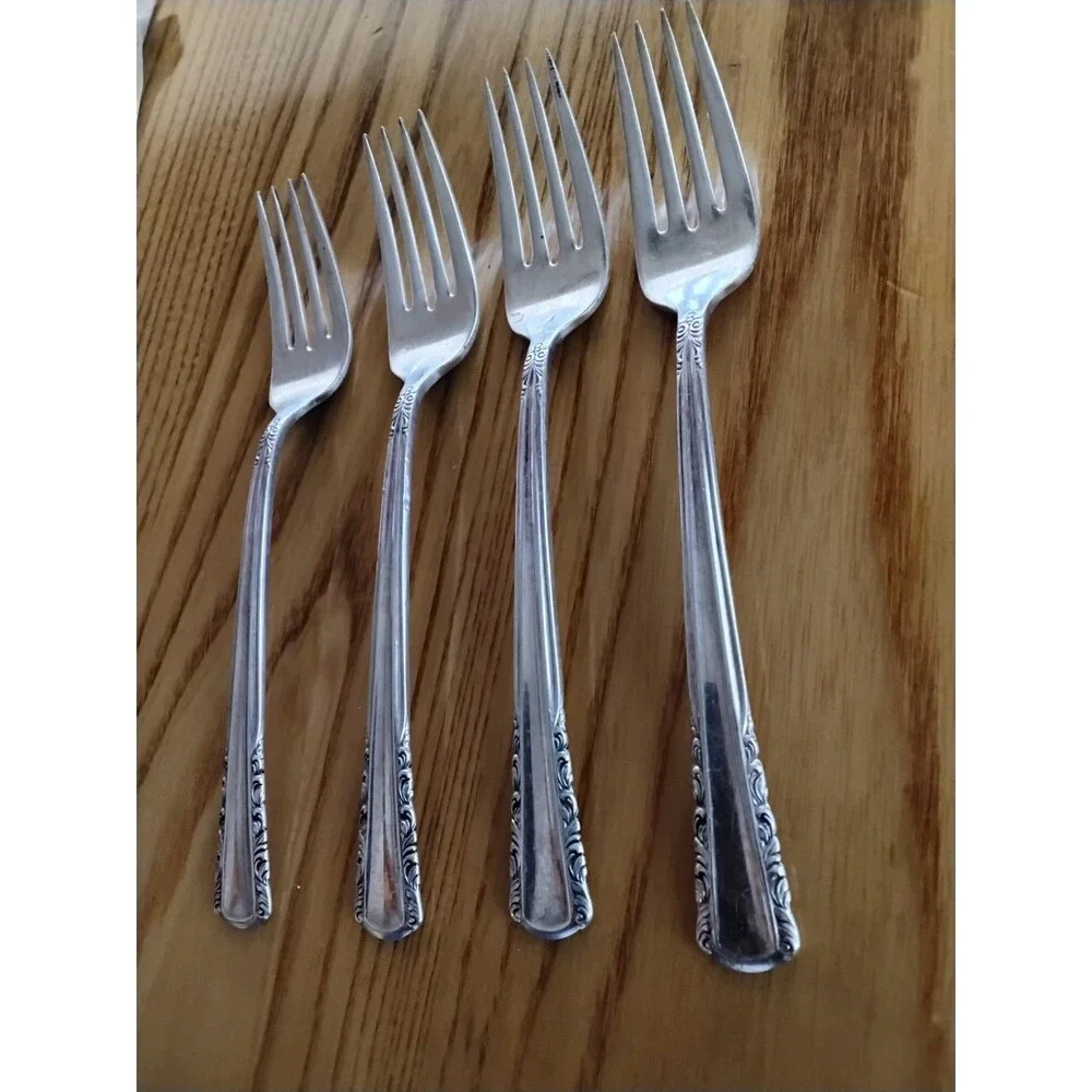 Holmes & Edwards Inlaid Silverplate Forks May Queen Set Of 4